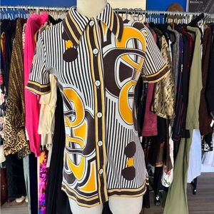 TRISSI 70’s Striped Shirt with Geometric Patterns